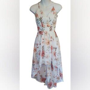 READ Rue21 Women's White Floral Lightweight High-Low Dress Size XXS NWT